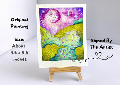 Original Watercolor Fantasy Landscape Painting - 4.5" x 5.75"