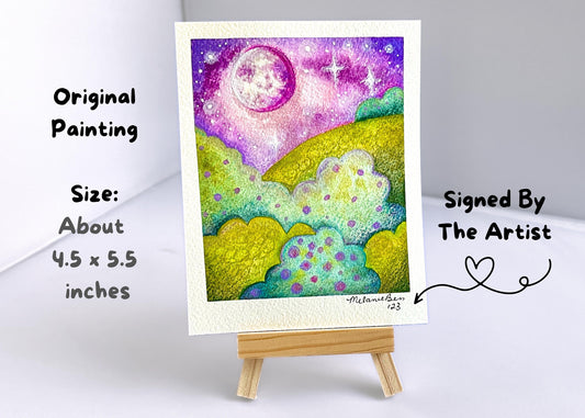Original Watercolor Fantasy Landscape Painting - 4.5" x 5.75"