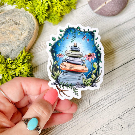 Stacked Stones + Wildflowers Sticker