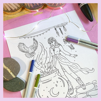 Whimsical Witches Adult Coloring Book