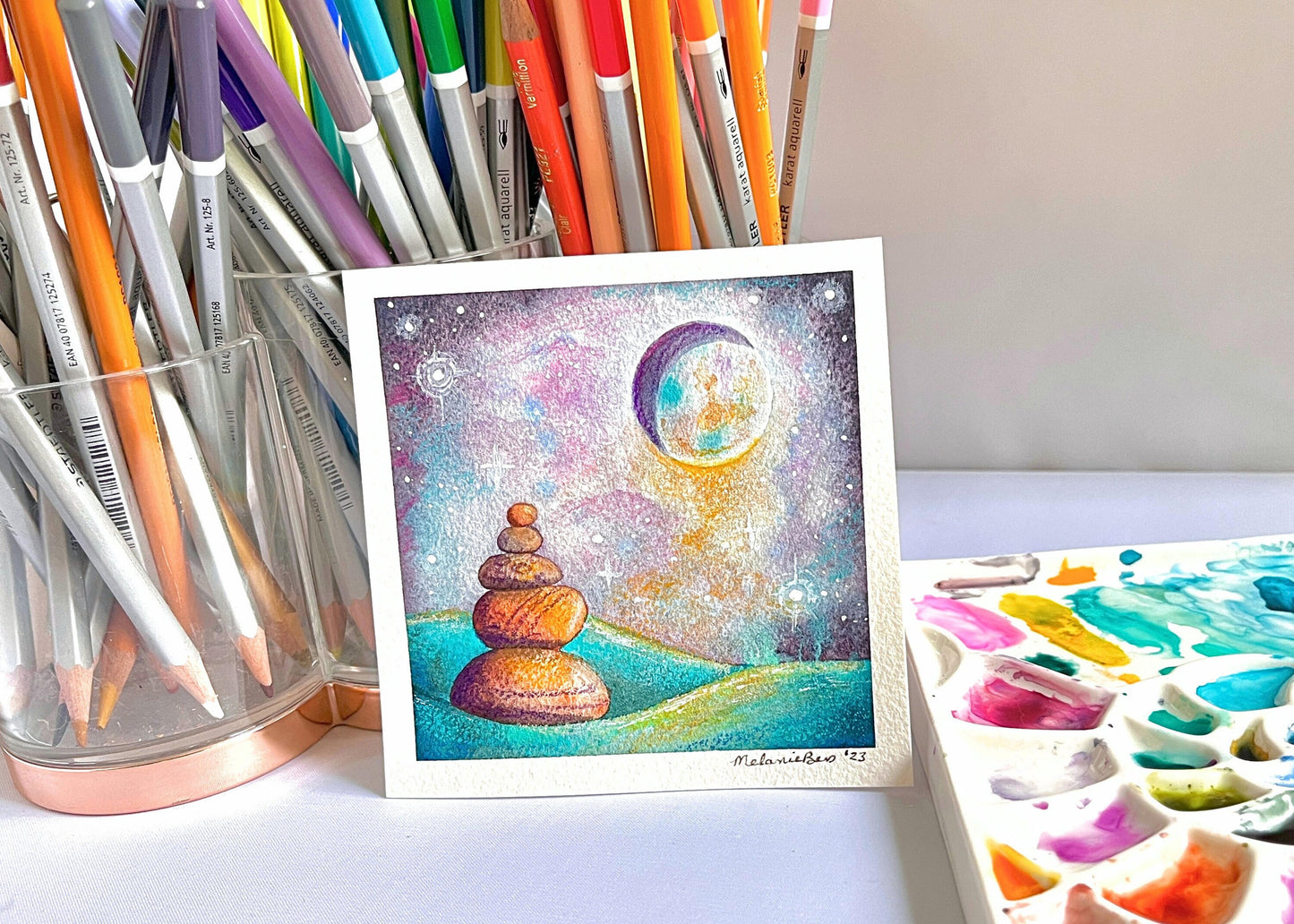 Original Watercolor Landscape Painting - 4.5 x 4.5 inches