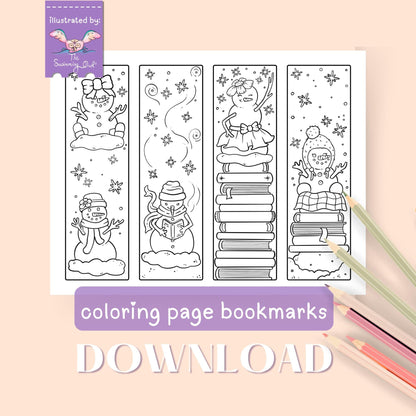 ☃️Cute Snowman Bookmarks Coloring Page Download