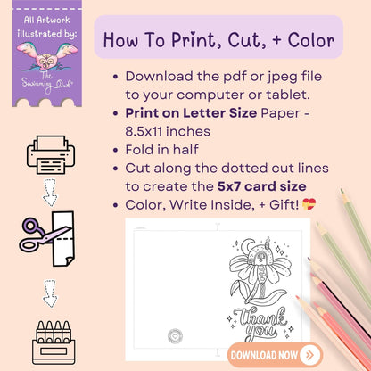 Thank You Card To Color - 5x7 DOWNLOAD