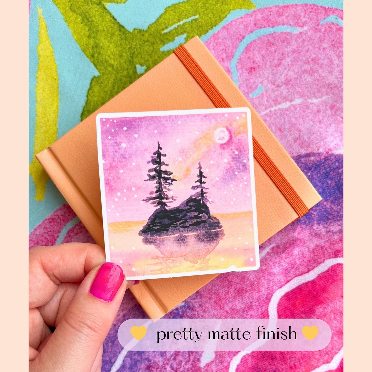 Watercolor Pine Tree Island Sticker