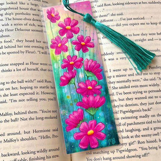 Watercolor Cosmos Bookmark