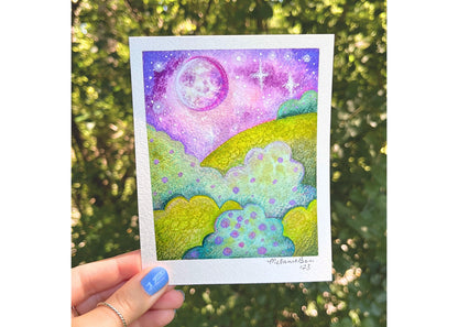 Original Watercolor Fantasy Landscape Painting - 4.5" x 5.75"