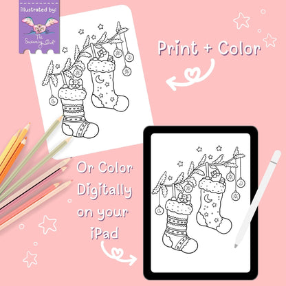 Mini Christmas Coloring Book • 5 Cute Holiday Pages DOWNLOAD