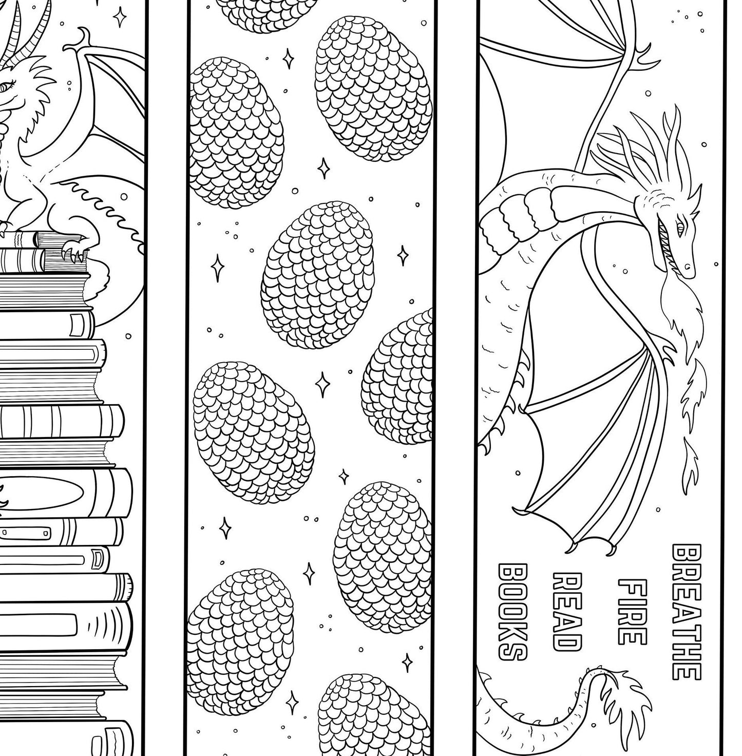 🐉 Dragon Bookmarks Coloring Page Download