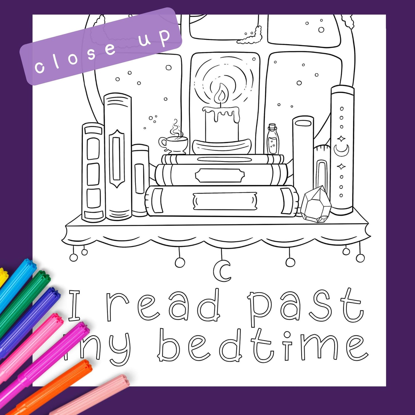📚 I Read Past My Bedtime Coloring Page Download