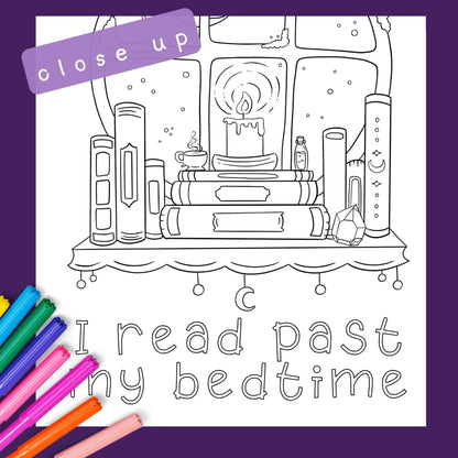 📚 I Read Past My Bedtime Coloring Page Download