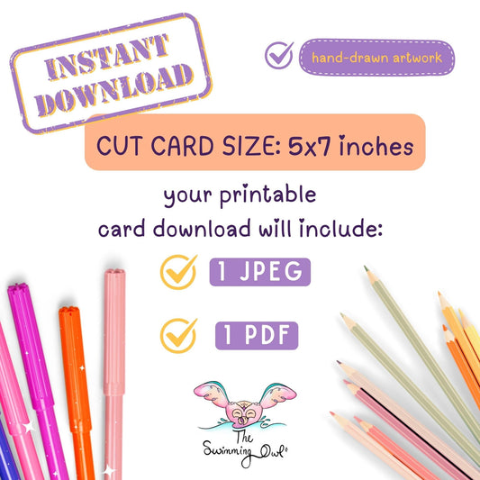 🧁Happy Birthday Cupcake Card To Color - 5x7 Download