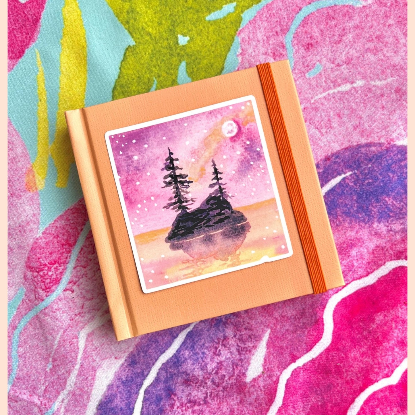 Watercolor Pine Tree Island Sticker