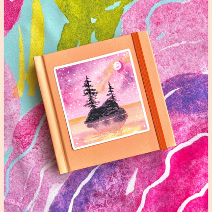 Watercolor Pine Tree Island Sticker