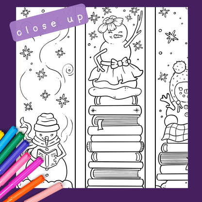 ☃️Cute Snowman Bookmarks Coloring Page Download