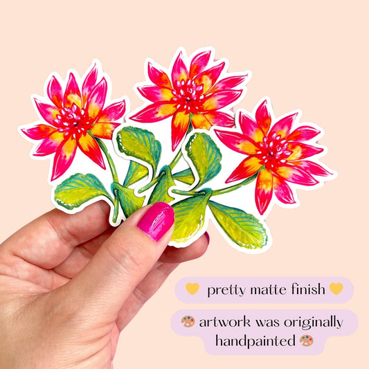 Pink Dahlia Flower Sticker