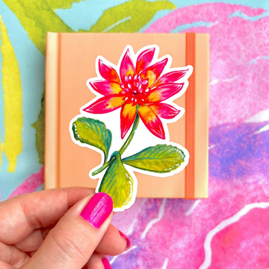 Pink Dahlia Flower Sticker