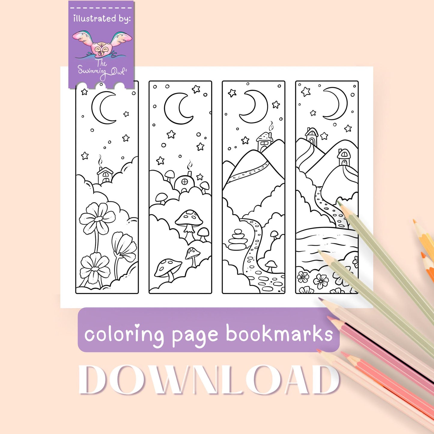 Cute Tiny Homes Bookmarks Coloring Page Download