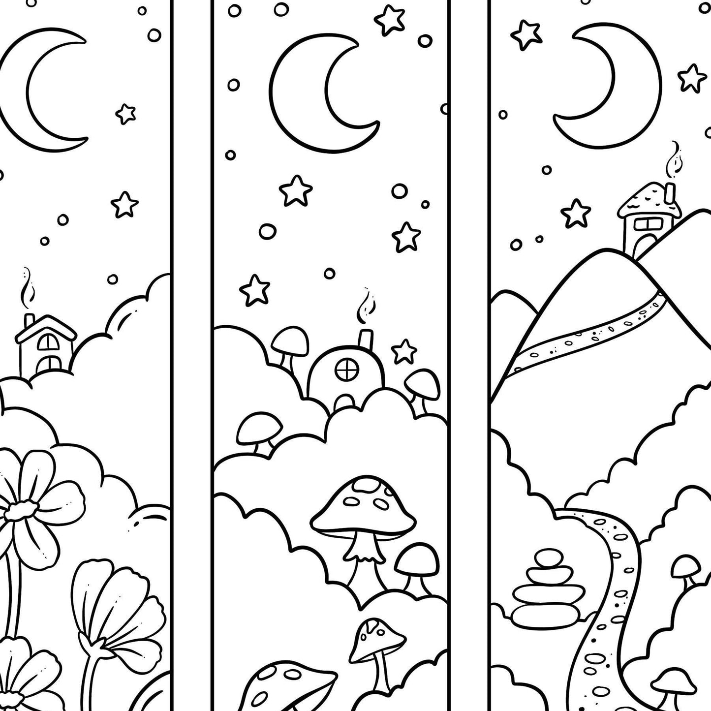Cute Tiny Homes Bookmarks Coloring Page Download