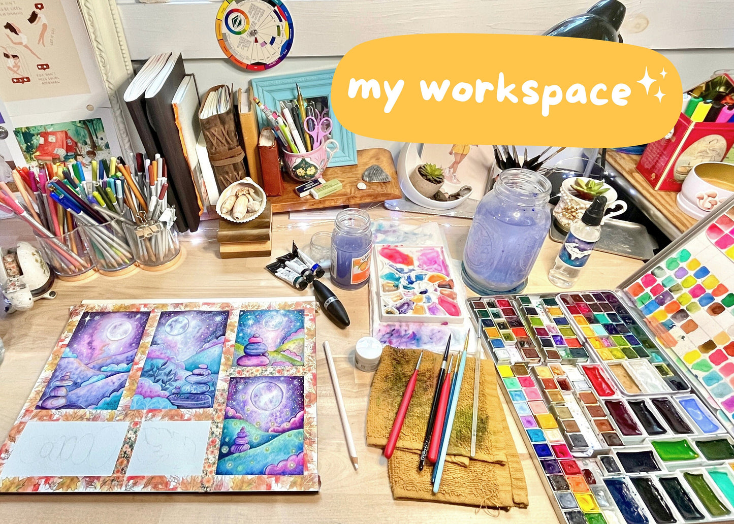 Original Watercolor Fantasy Landscape Painting - 4.5" x 5.75"